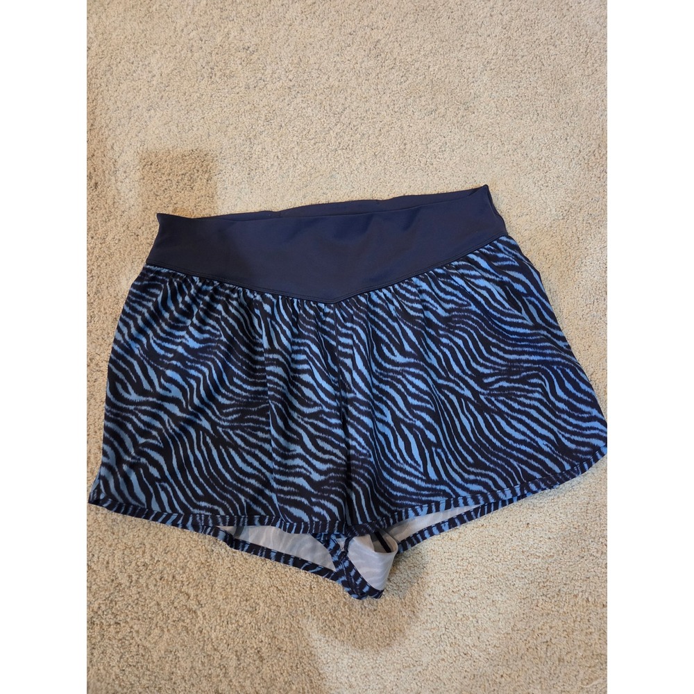 OFFLINE by Aerie Running Shorts Womens XL Blue Zebra 2-in-1 Crossover Excellent